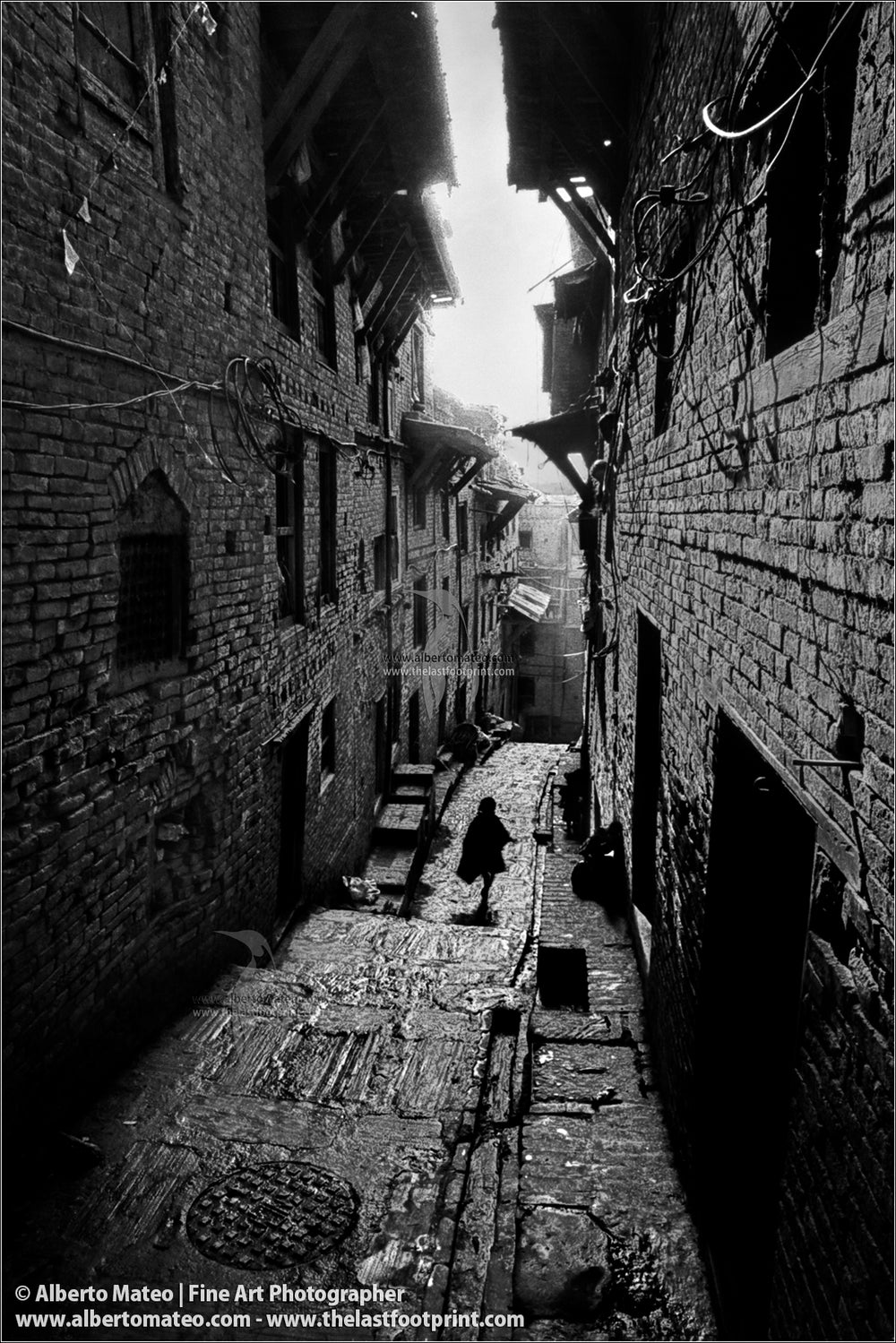 Streets of Bhaktapur at sunrise, Kathmandu, Nepal.