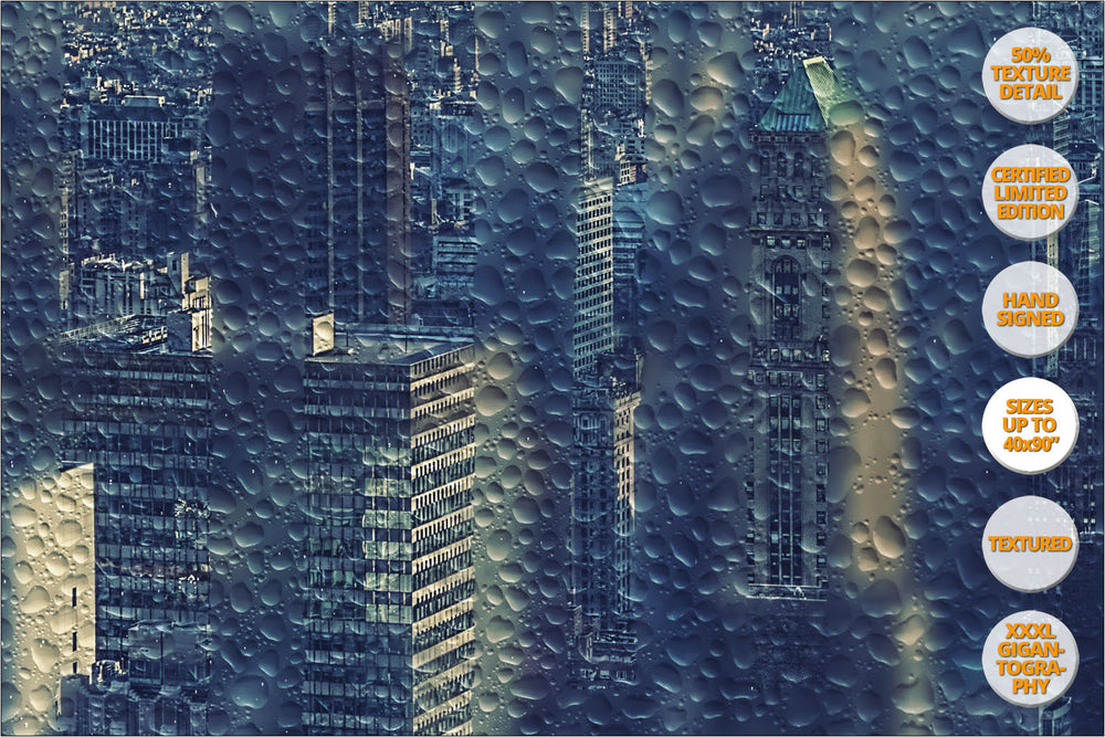 Panorama of Manhattan under the rain, New York, United States. | Detail 100%.