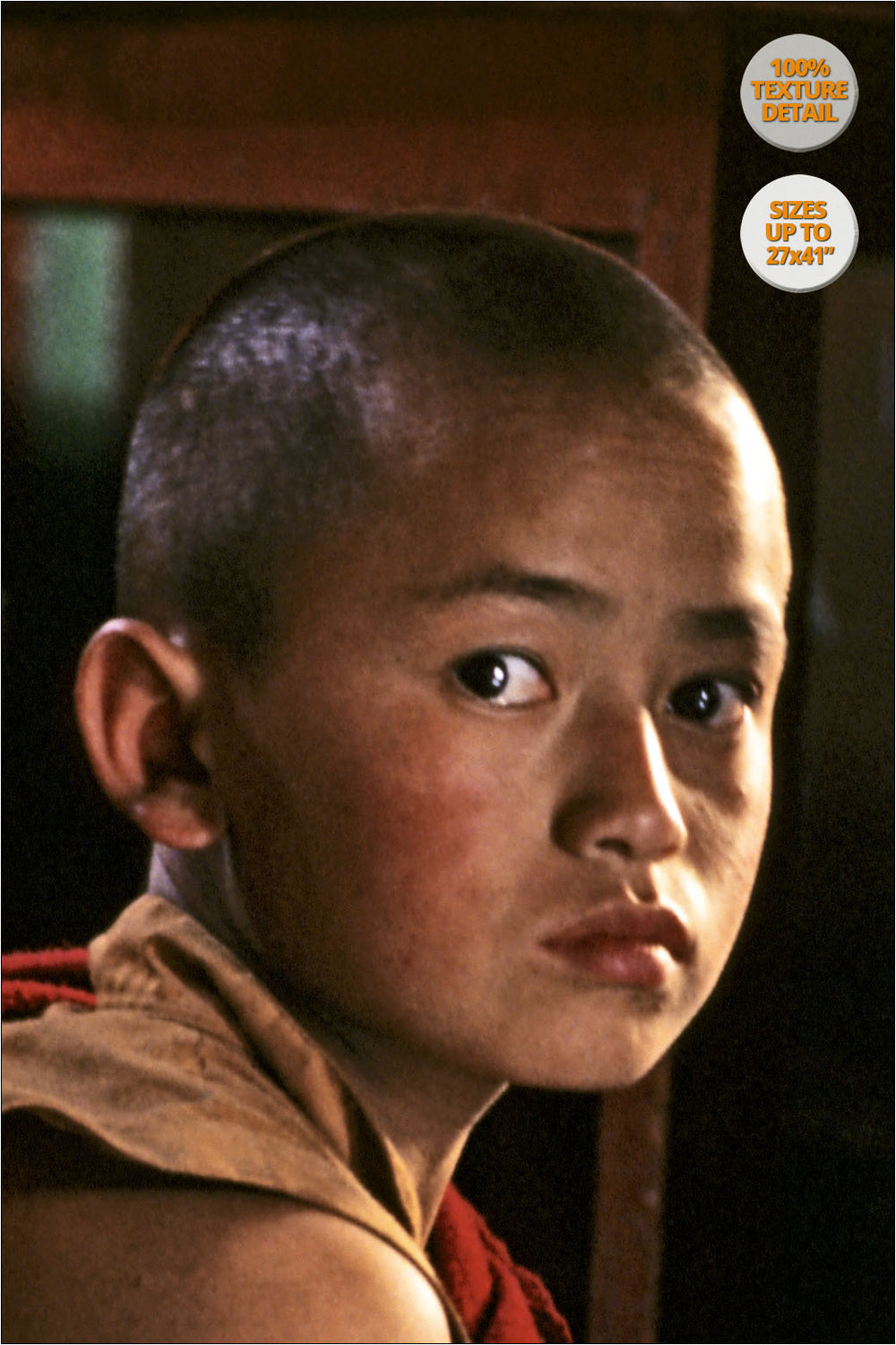 Monk Child doing homework, Swayambunath, Kathmandu. | 100% Magnification Detail.