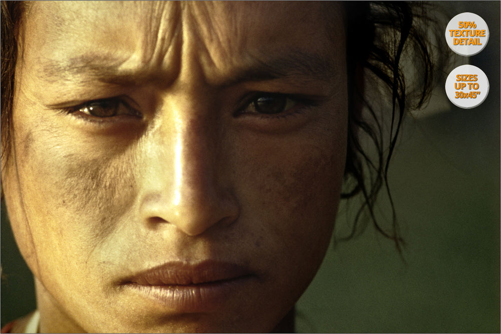 Portrait of woman, Bhaktapur, Nepal. | 50% Magnification Detail View.
