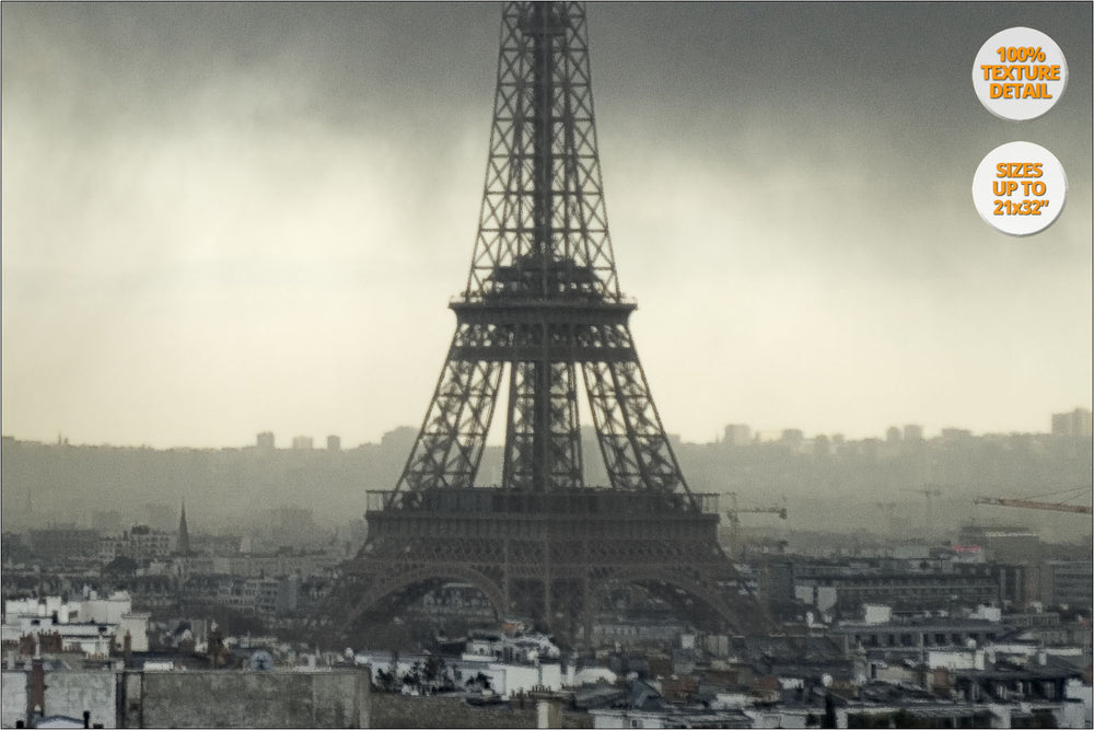 Storm over the Eiffel Tower, Paris, France. | 100% Magnification Detail.