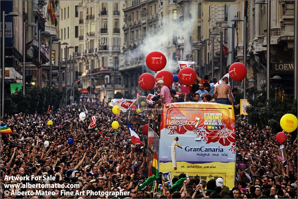 Gay Pride Parade, Gran Via, Madrid, Spain. | Open Edition Print.