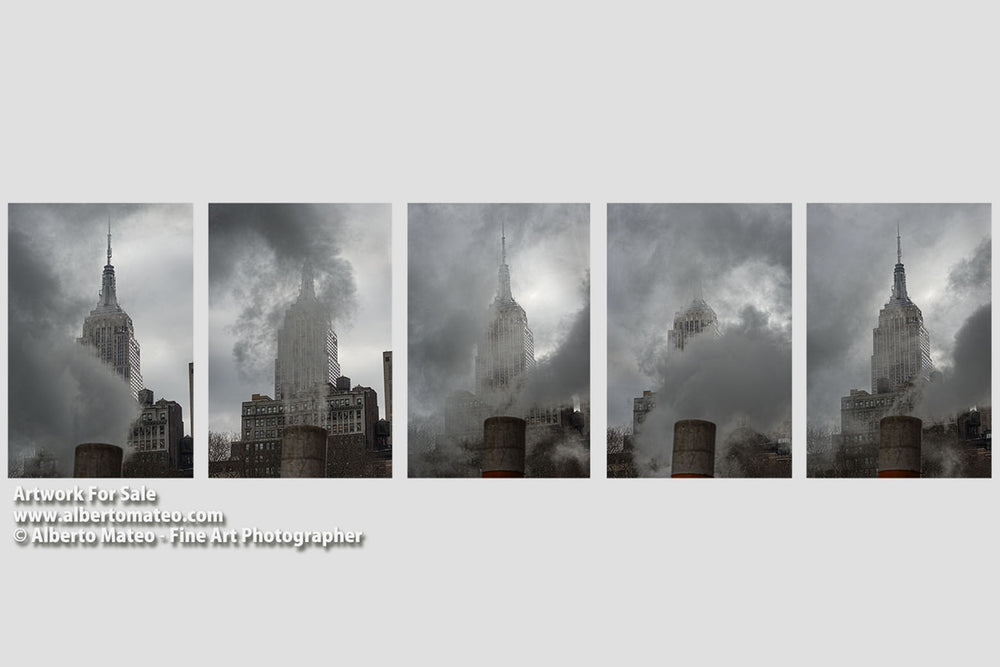 Steam under the Empire State (Series of 5), New York. | Series of Five Prints.