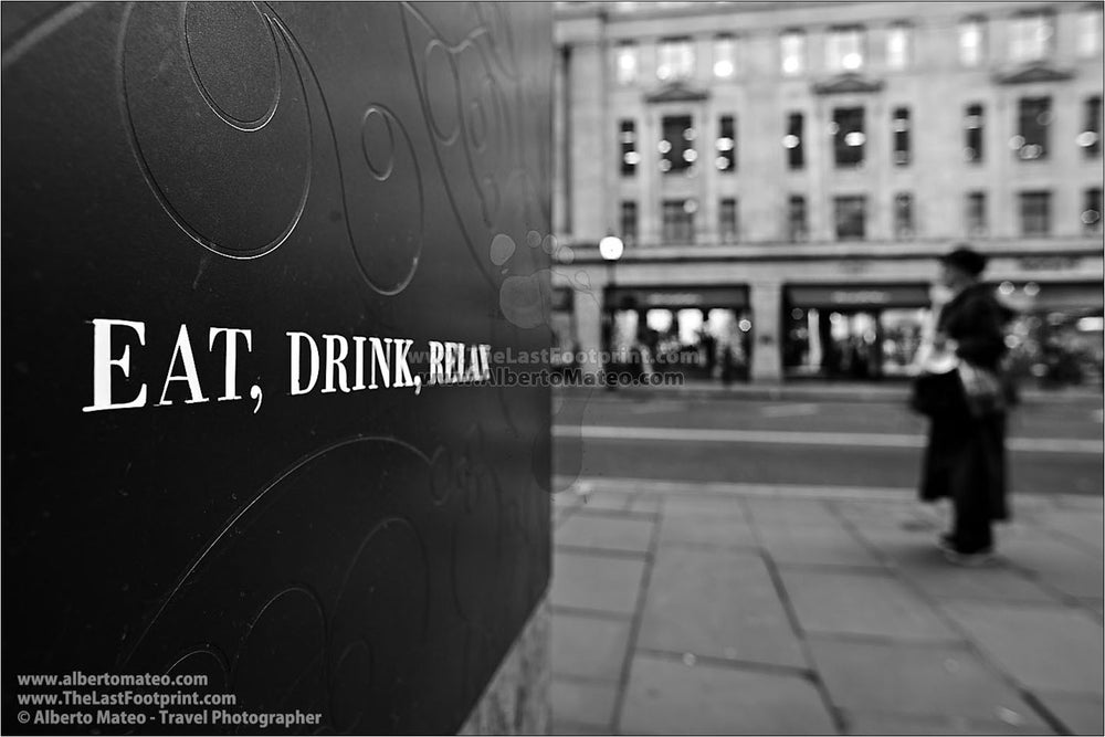 Eat, Drink, Relax, London, United Kingdom. | General view of the Print.