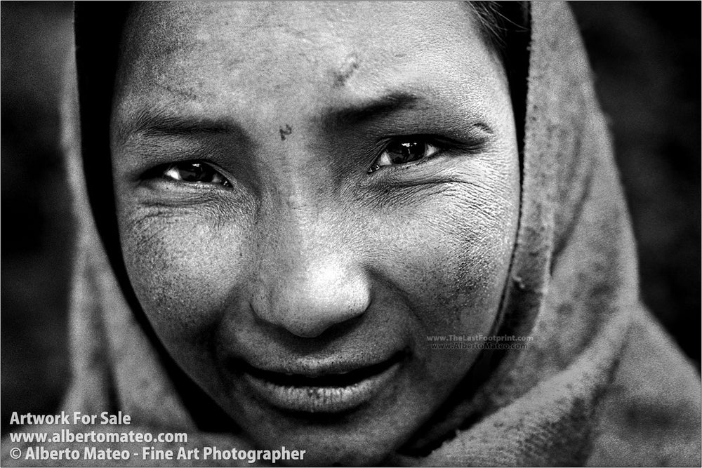 Sepherd girl, Himalaya, Nepal. | Black and White Original Fine Art Print.