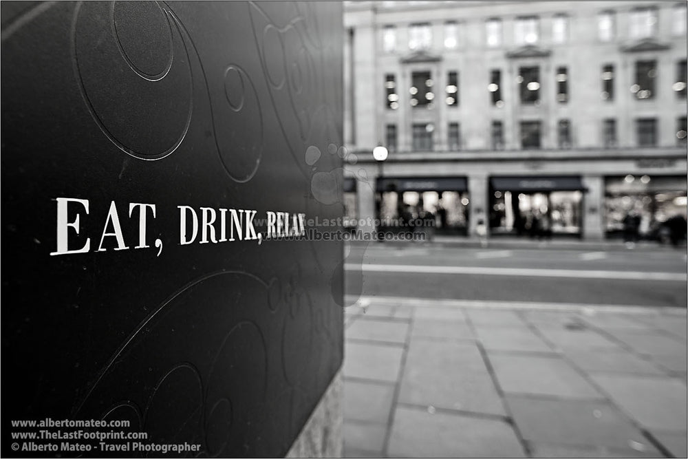 Eat, Drink, Relax, London, United Kingdom. Series of 4 Prints.