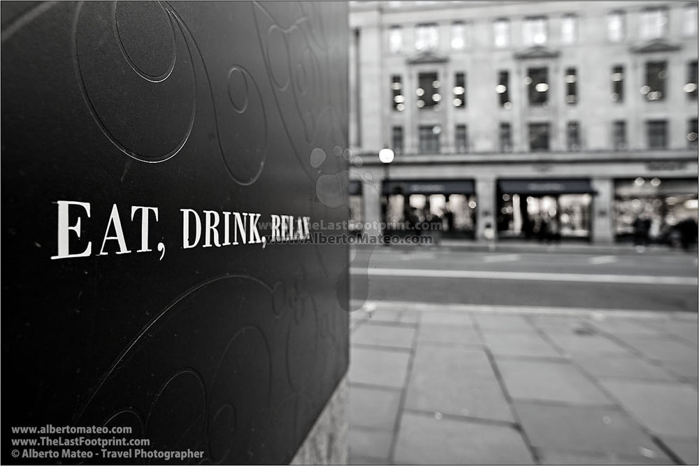 Eat, Drink, Relax, London, United Kingdom. Series of 4 Prints.