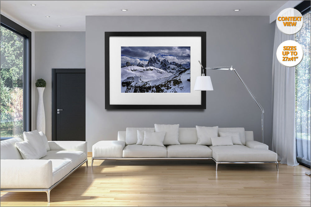 Misurina Range in Winter, Dolomiti, Italy.  | View of the framed print hanged in living room.