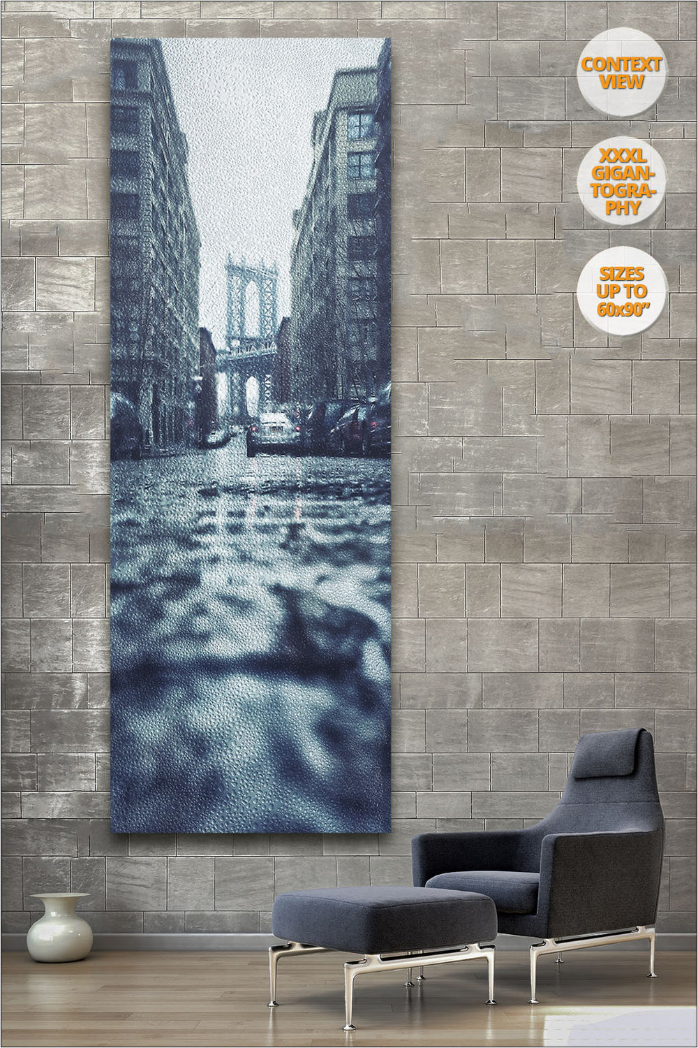 Manhattan Bridge in the rain, NYC. | Limited Edition Giant Print hanged in reading room.