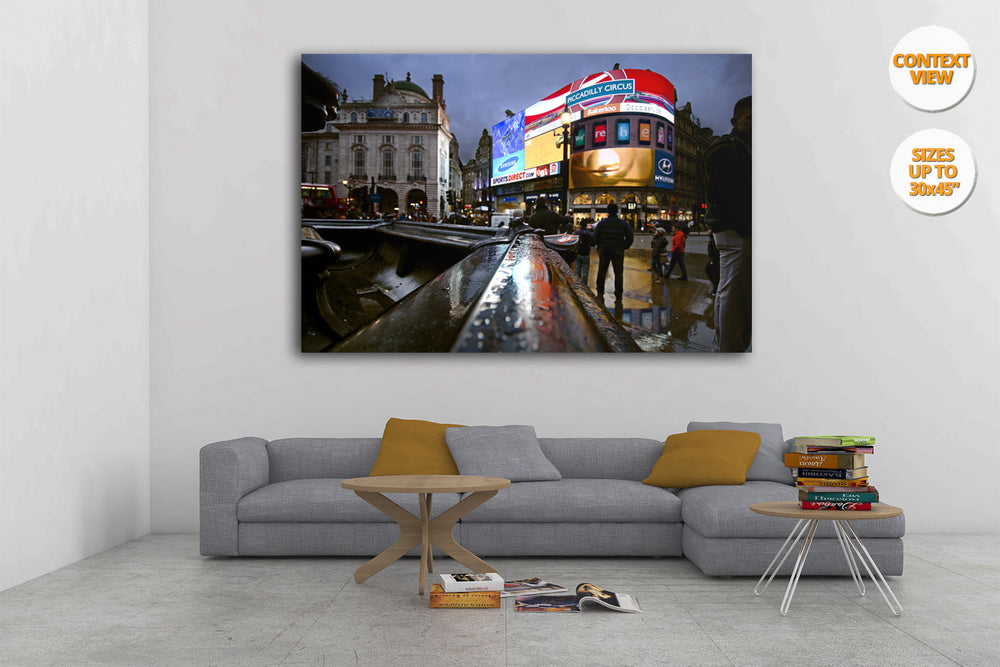 The neons of Piccadilly Circus, London, UK. | Print hanged in living room.