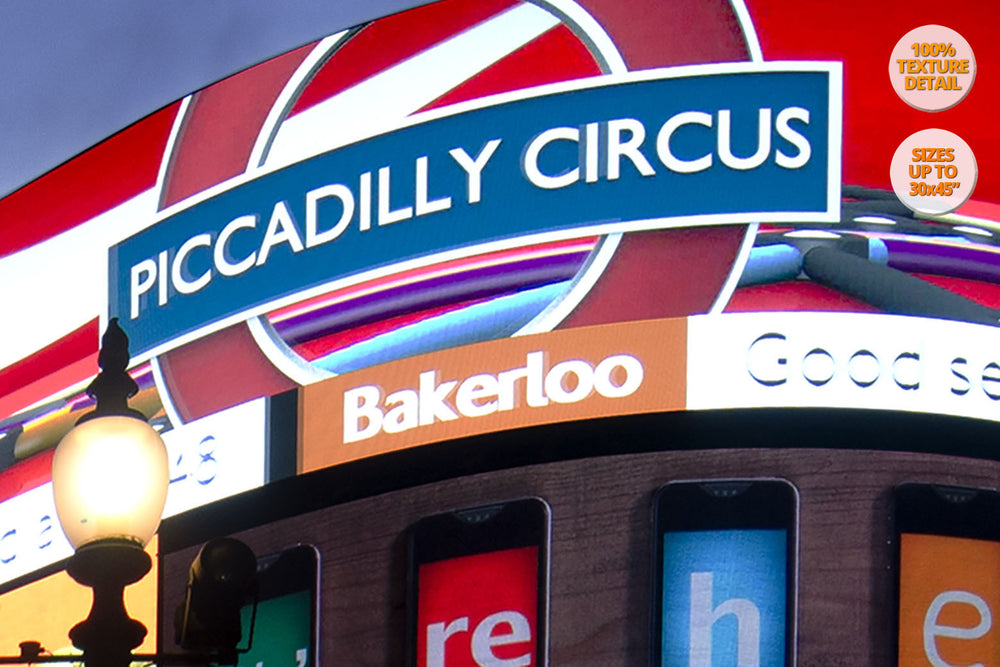 The neons of Piccadilly Circus, London, UK. | 100% magnification detail.