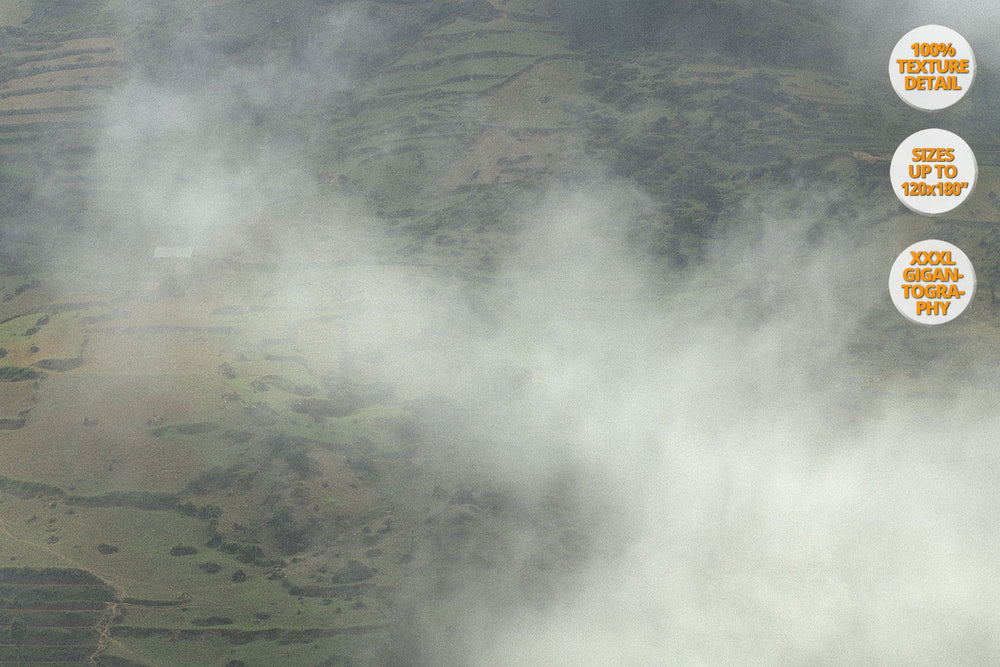 Fog in Bac Ha Mountains, Vietnam. | View of the Print at 50% magnification detail.