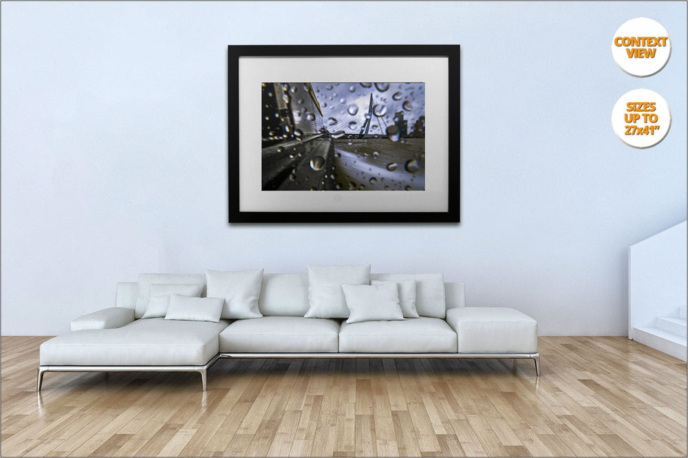 View of Erasmus Bridge, Rotterdam, The Netherlands. | Print hanged in living room.