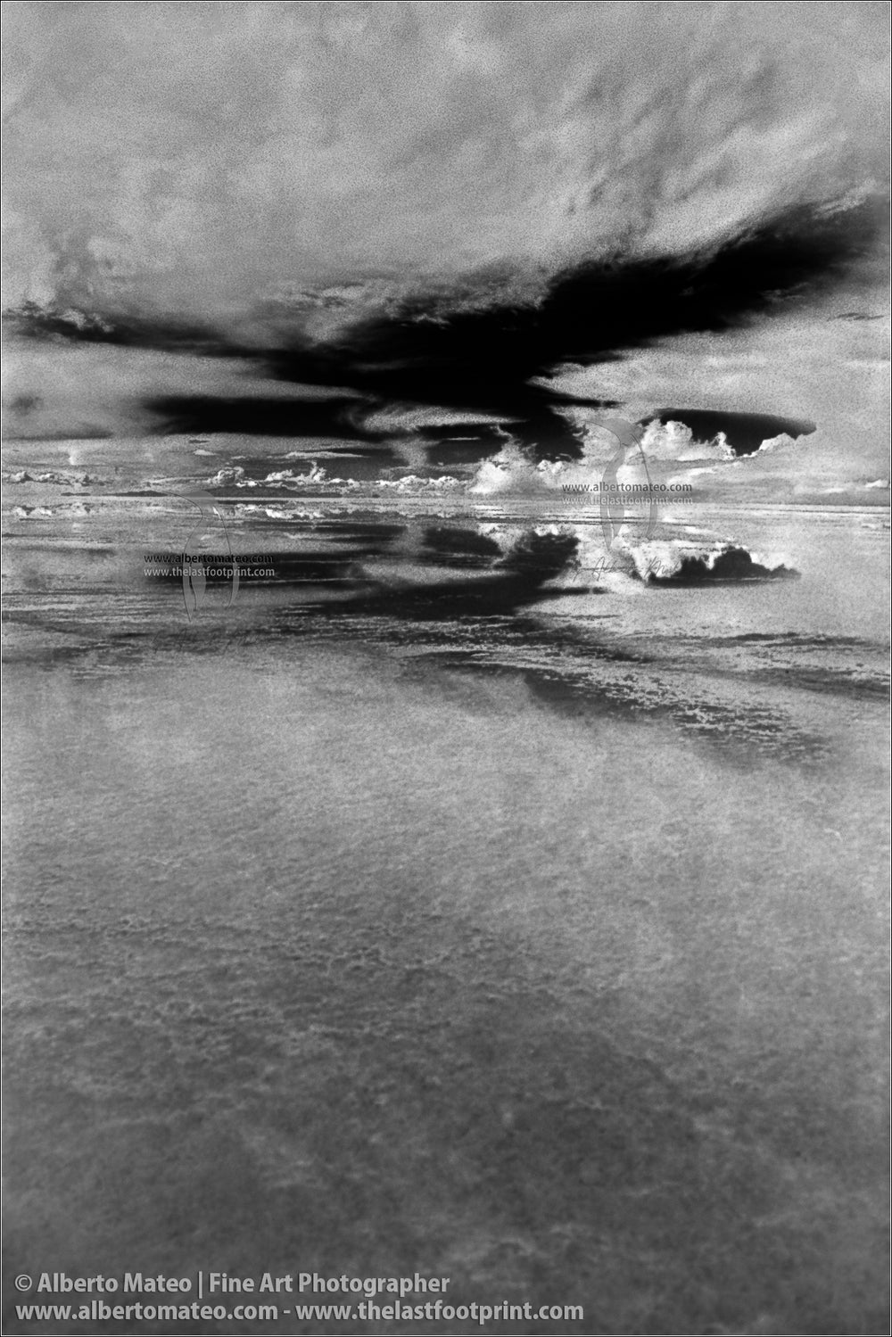 Rain in Salar de Uyuni, Bolivia.