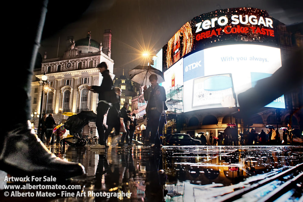 Rain in Piccadilly Circus, London. | Open Edition Fine Art Print.