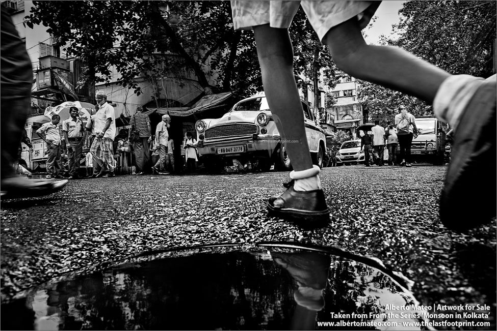 Rain ponds. Bara Bazar, Kolkata, Bengal, India.