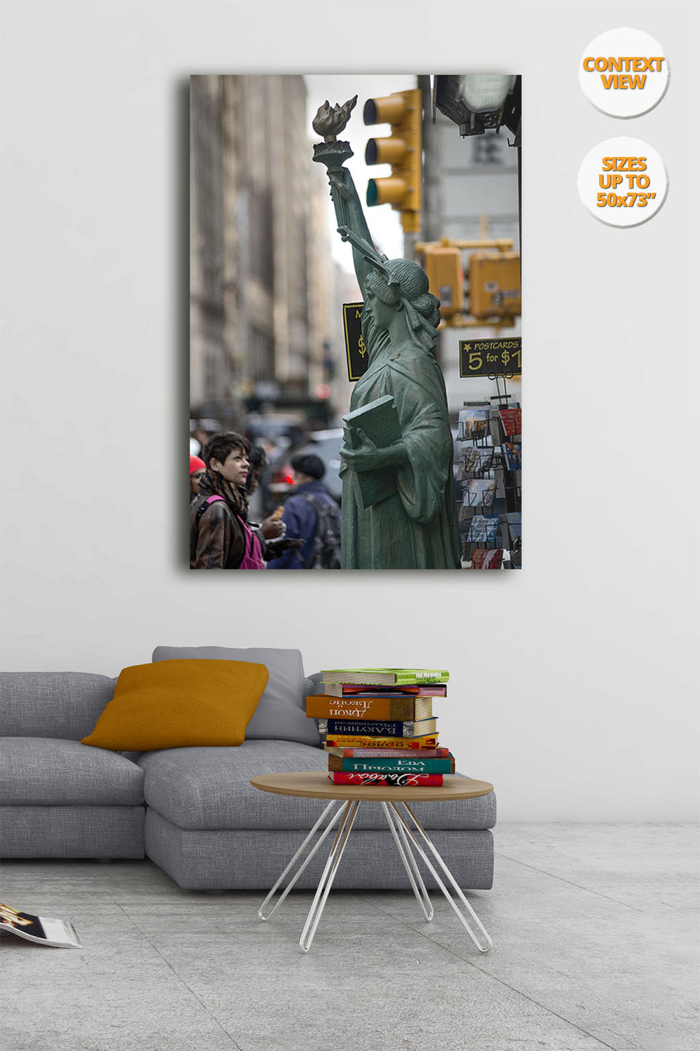 Statue of Liberty in the Fifth Avenue, New York. | Print hanged over sofa.