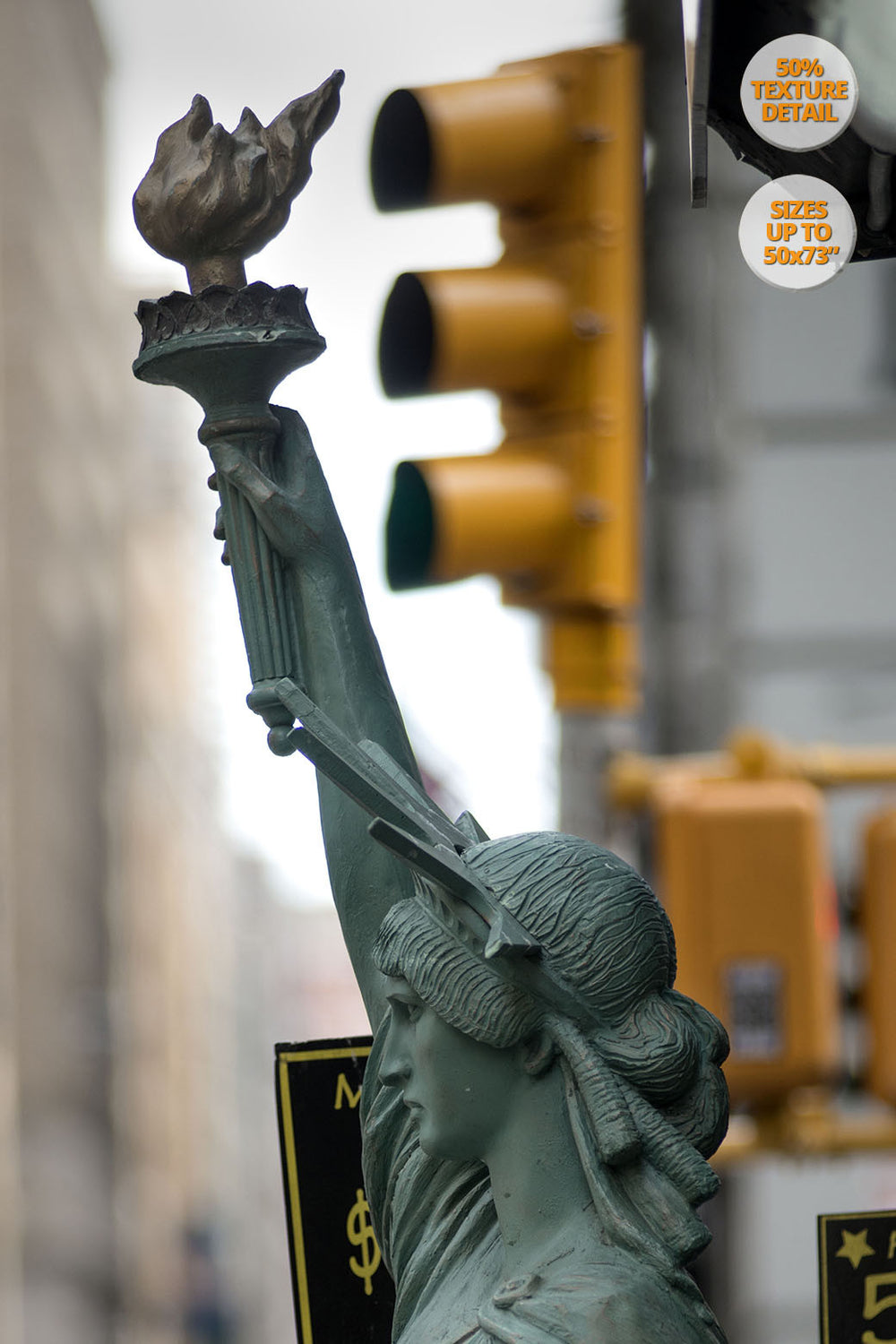 Statue of Liberty in the Fifth Avenue, New York. | View of the Print at 50% magnification detail.