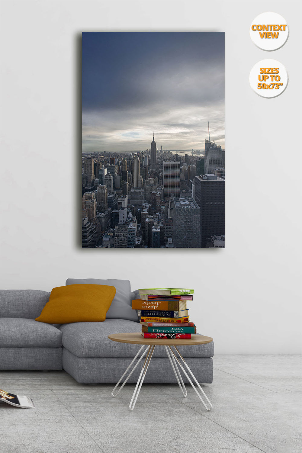 The Empire State Building before sunset, Midtown Manhattan, NYC. | Print hanged in living room.