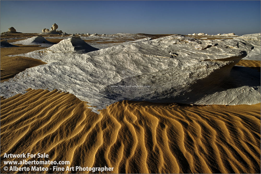 Rock formations at sunrise, White Desert, Egypt. | Open Edition Fine Art Print.