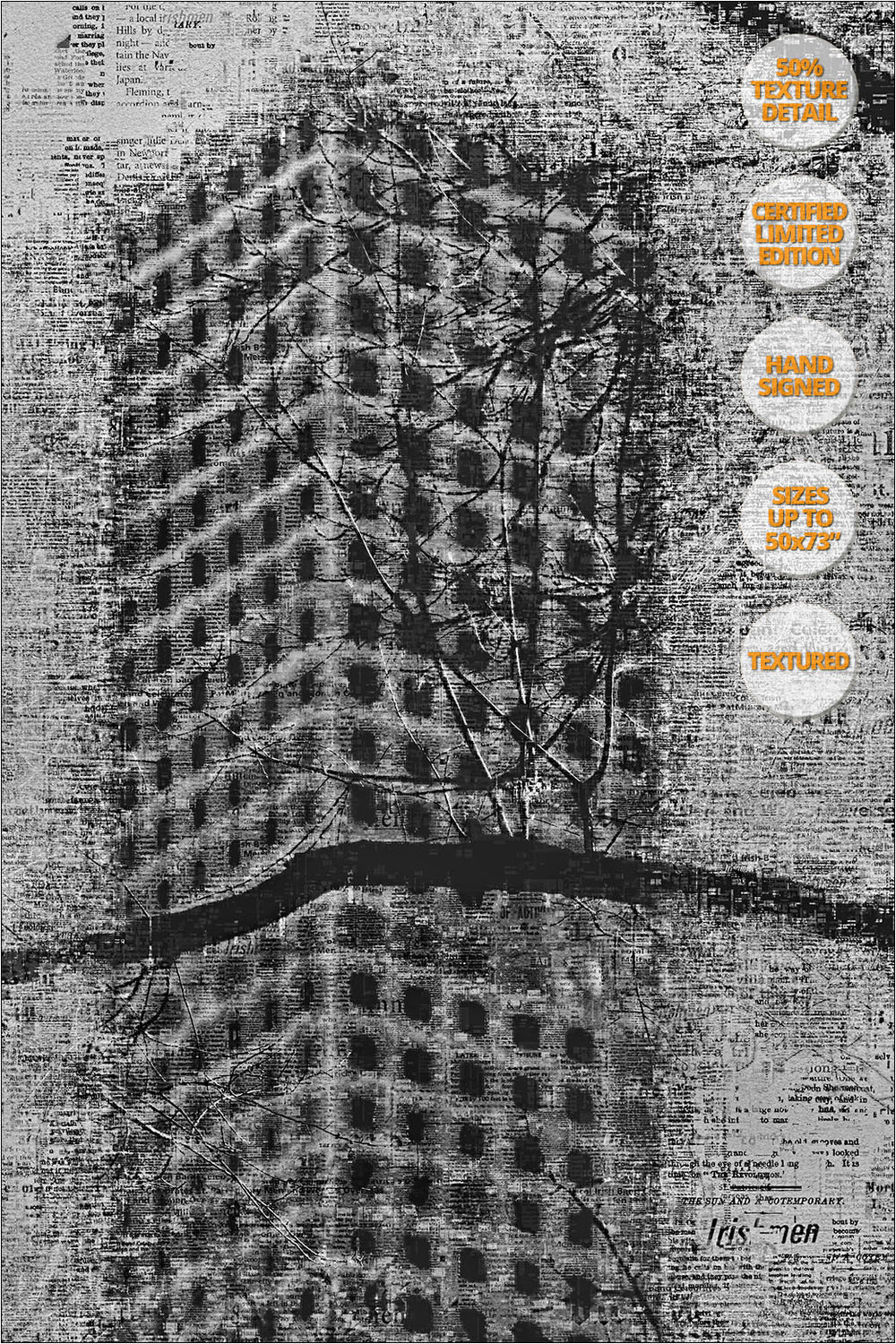 The Hive from Central Park, NYC.  | View of the Print at 50% magnification texture detail.