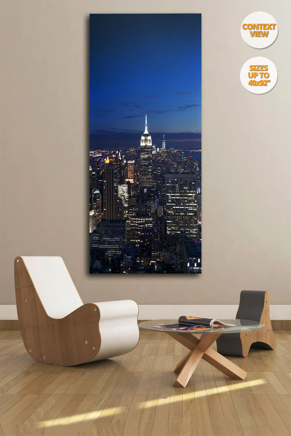 The Empire State Building by night, NYC. | View of the Print hanged in reading room.