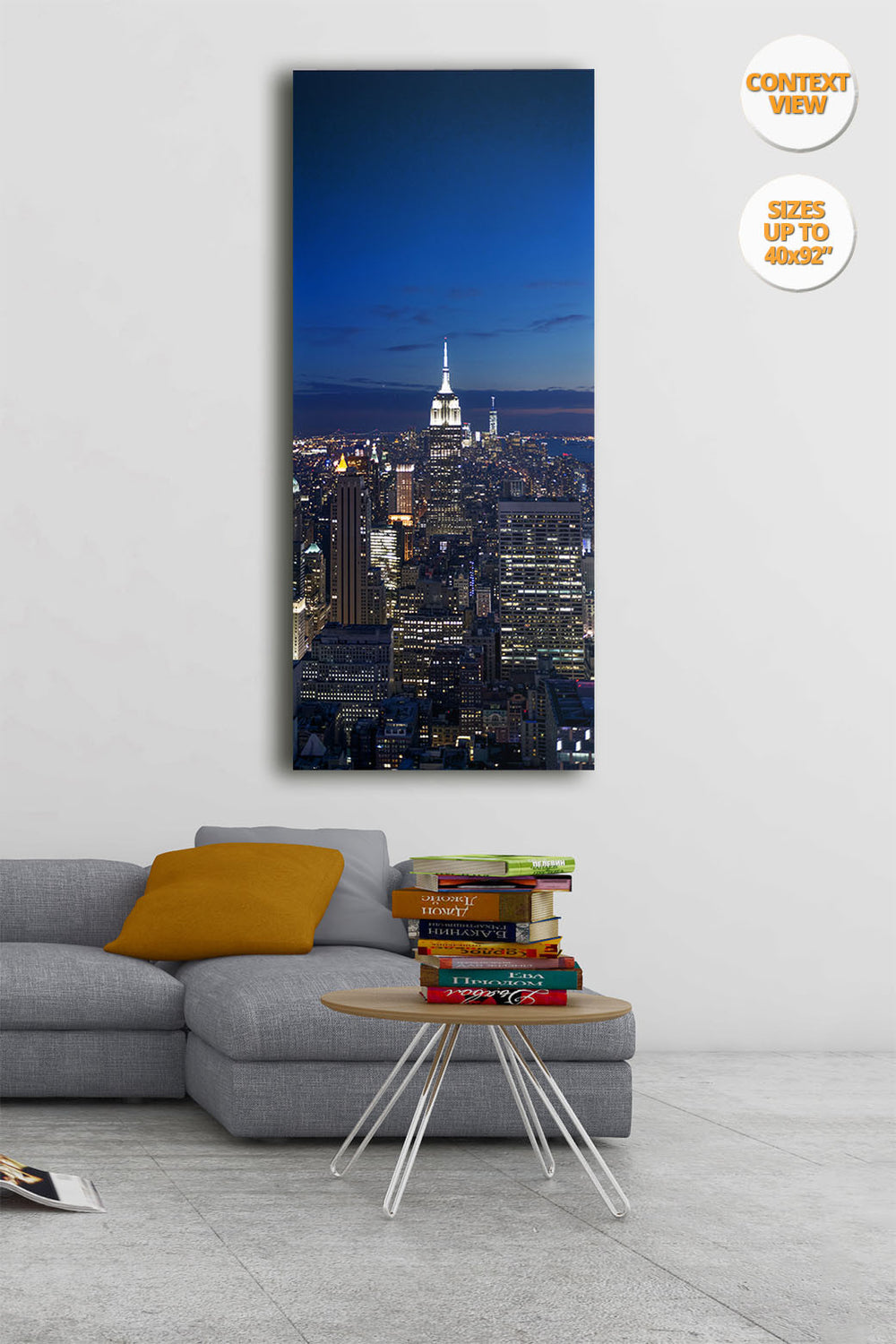 The Empire State Building by night, New York. | View of the Print hanged in Living Room.
