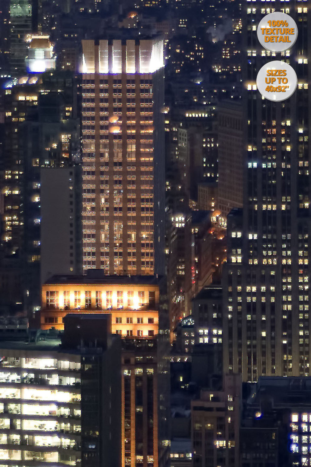 The Empire State Building by night, NYC. | Giant Print Detail at 100% magnification.