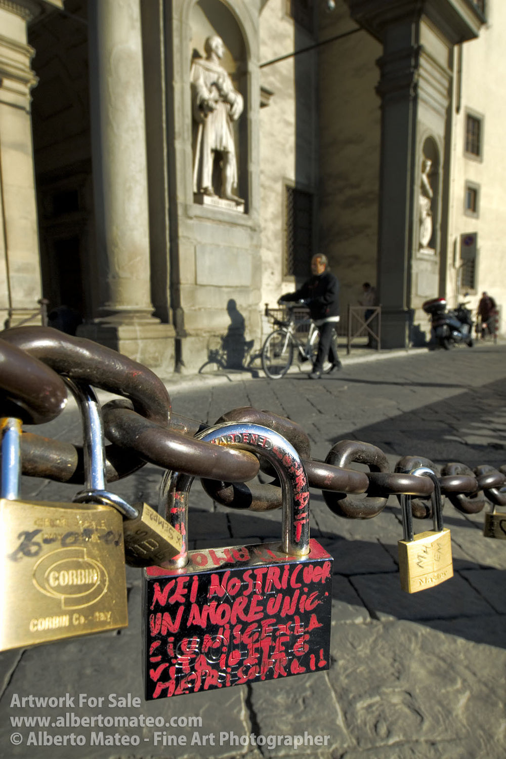 Lock with love writings, Florence, Italy. | Original Fine Art Print.