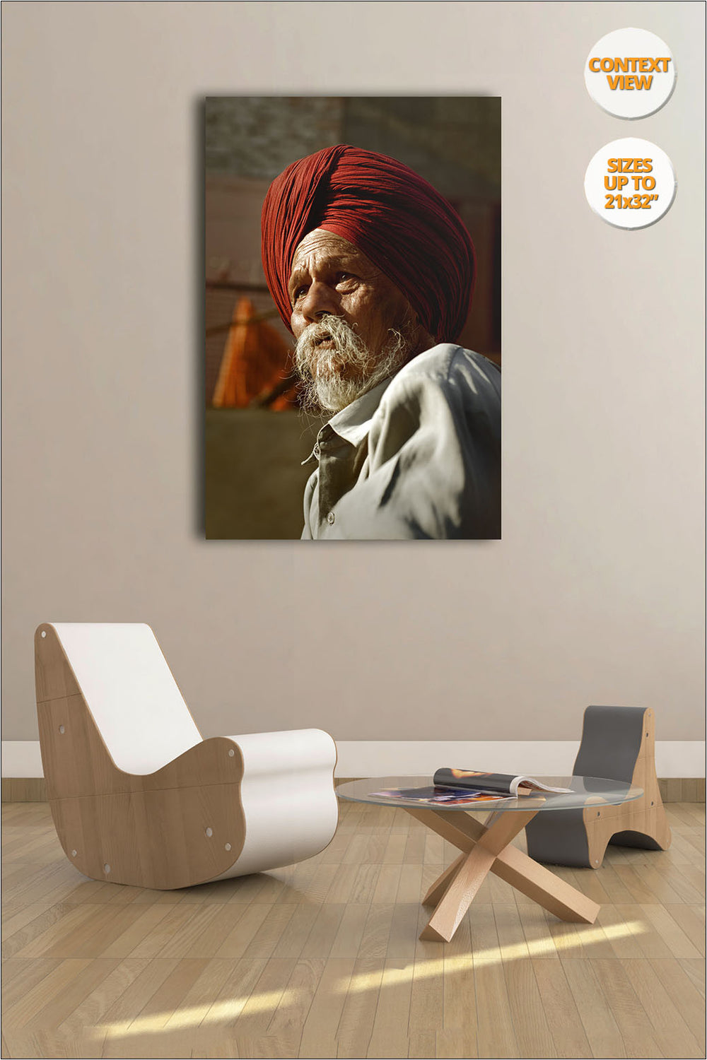 Portrait of a Sikh, Chandigarh, India. | View of the Print hanged in Living Room.