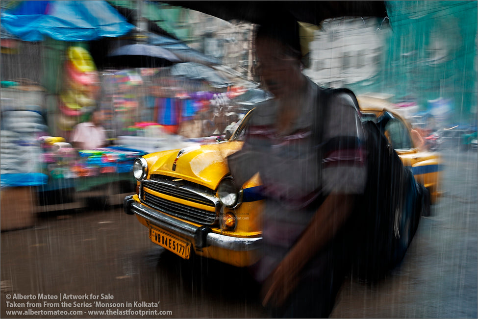 Ambassador Taxi in Bara Bazar, Kolkata, Bengal, India.