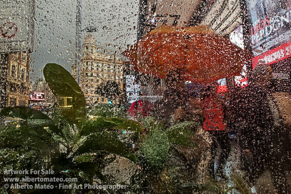 Rain in the Gran Via, Madrid, Spain. | Open Edition Fine Art Print.
