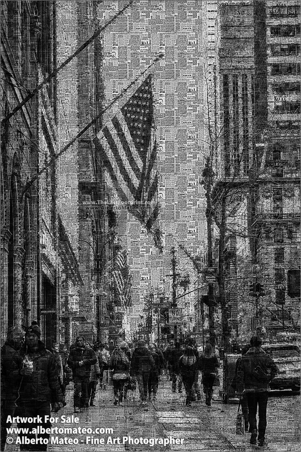 Flag in the Fifth Avenue, Manhattan. Already Written Series.