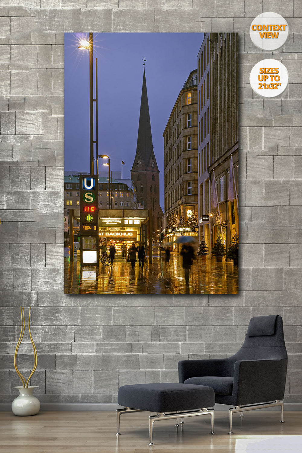 Jungfernstieg, Hamburg, Germany. | View of the Print hanged in Living Room.