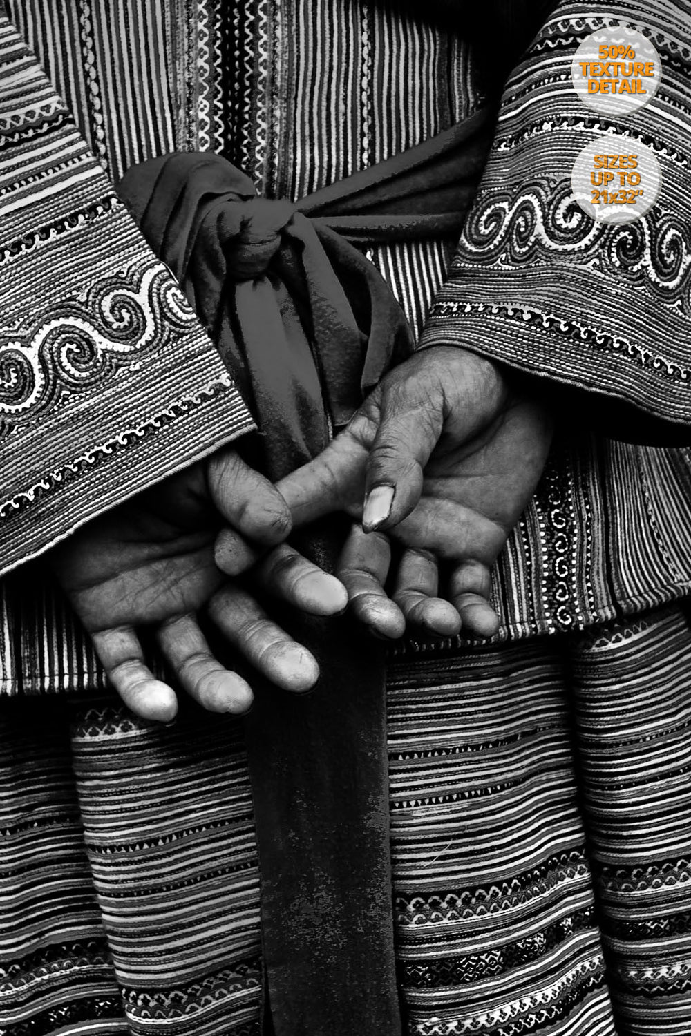 Detail of hands of a Hmong woman, Bac Ha, Vietnam.