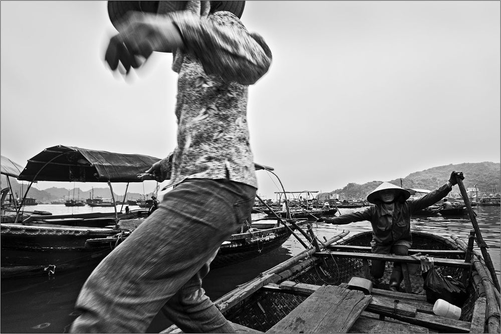 Taxi boats, Cat Ba Island, Vietnam. [1/3]  | Black and White Original Fine Art Print.