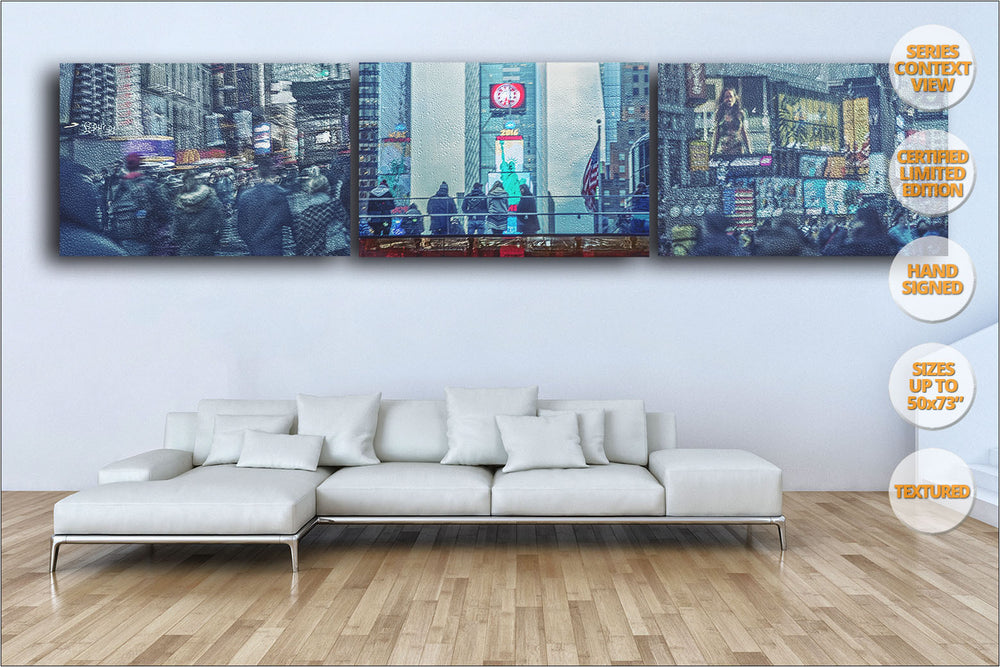 Times Square under the rain, New York. | View of Series hanged in living room.