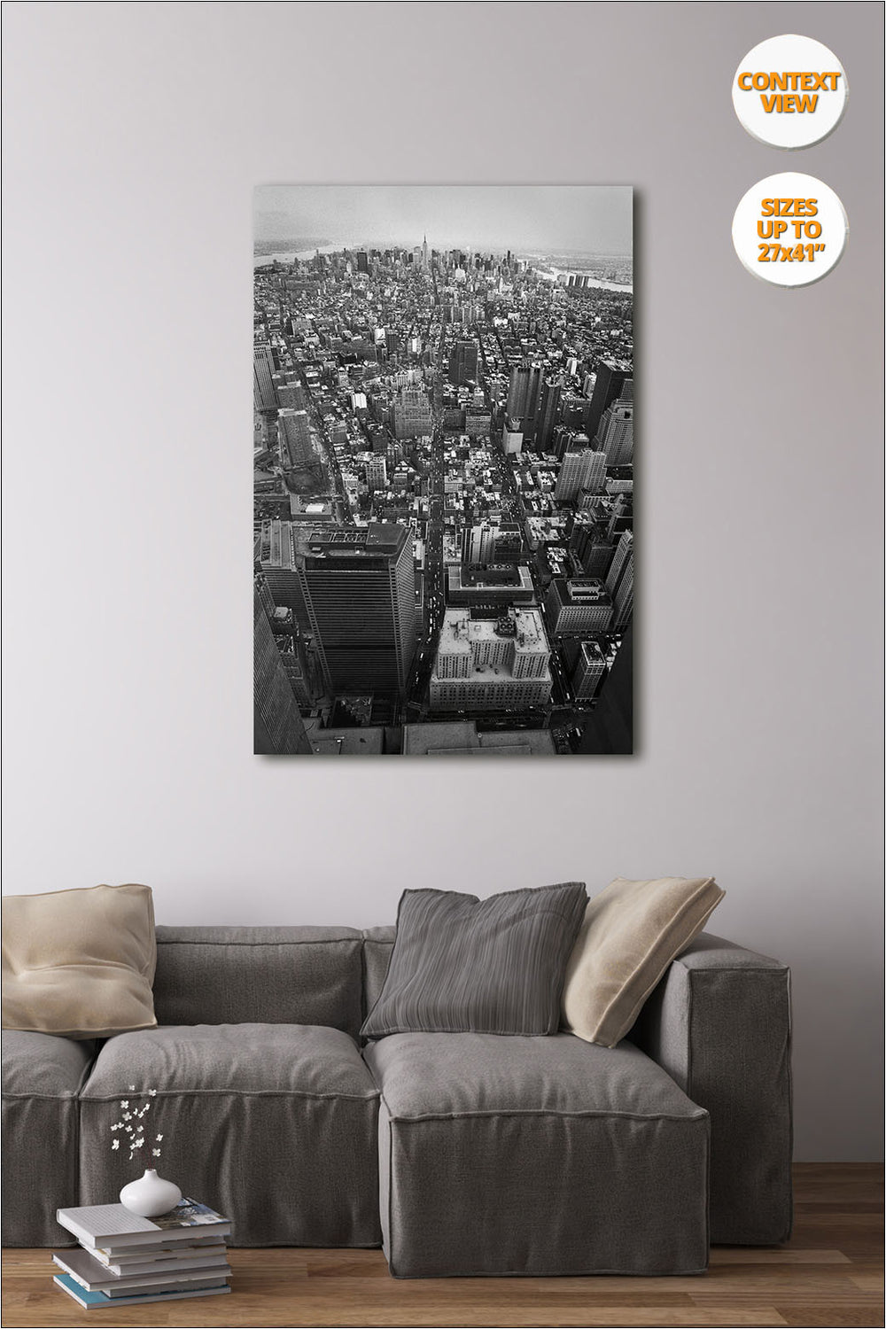 Manhattan from Twin Towers, New York. | Print hanged in living room.