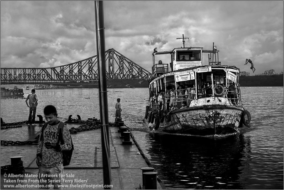 Docks on Hooghly River, Kolkata, India.