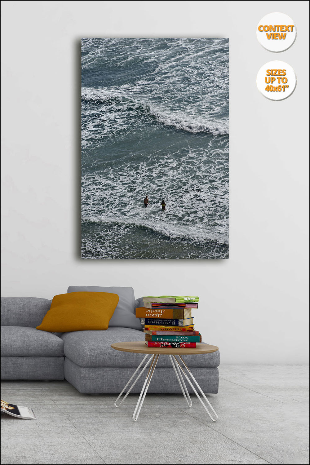 Swimmers in Blacks Beach, San Diego, California. | Print hanged in living room.