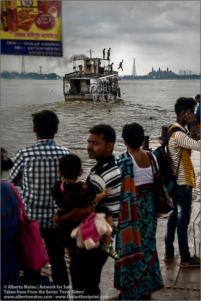Passengers on dock, Kolkata, India.