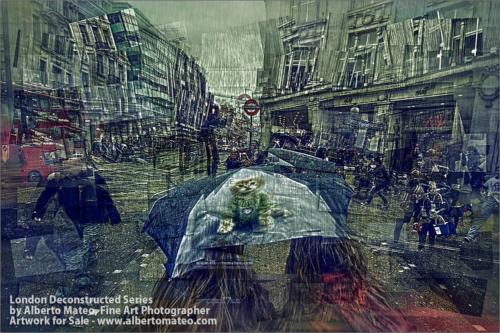 Umbrella in Oxford Circus, Regent Street, London, United Kingdom.