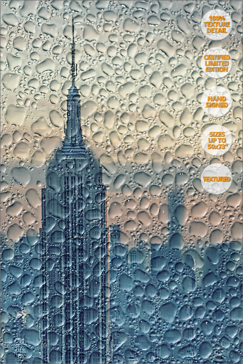 Empire State under the Rain, New York. Manhattan. | 100% Magnification Detail.