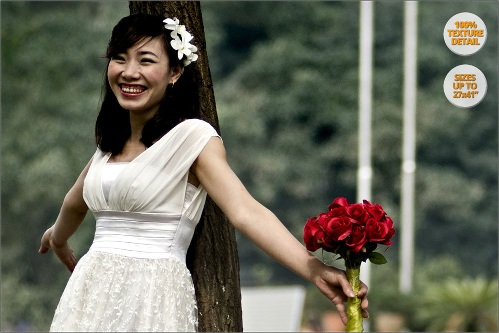 Smile of Bride to be, wedding Album, Hanoi, Vietnam. | 100% Magnification Detail View of the Print.