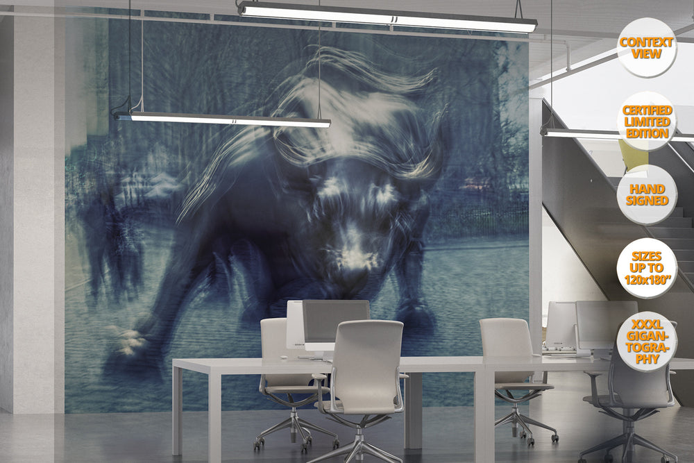 The Bull in Wall Street, Manhattan. | Giant Print hanged in office room.