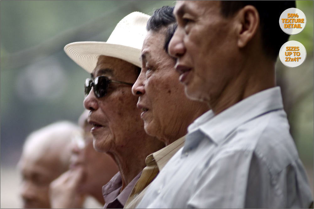 Four men next to Hoan Kiem Lake, Hanoi. | 50% Magnification Detail.