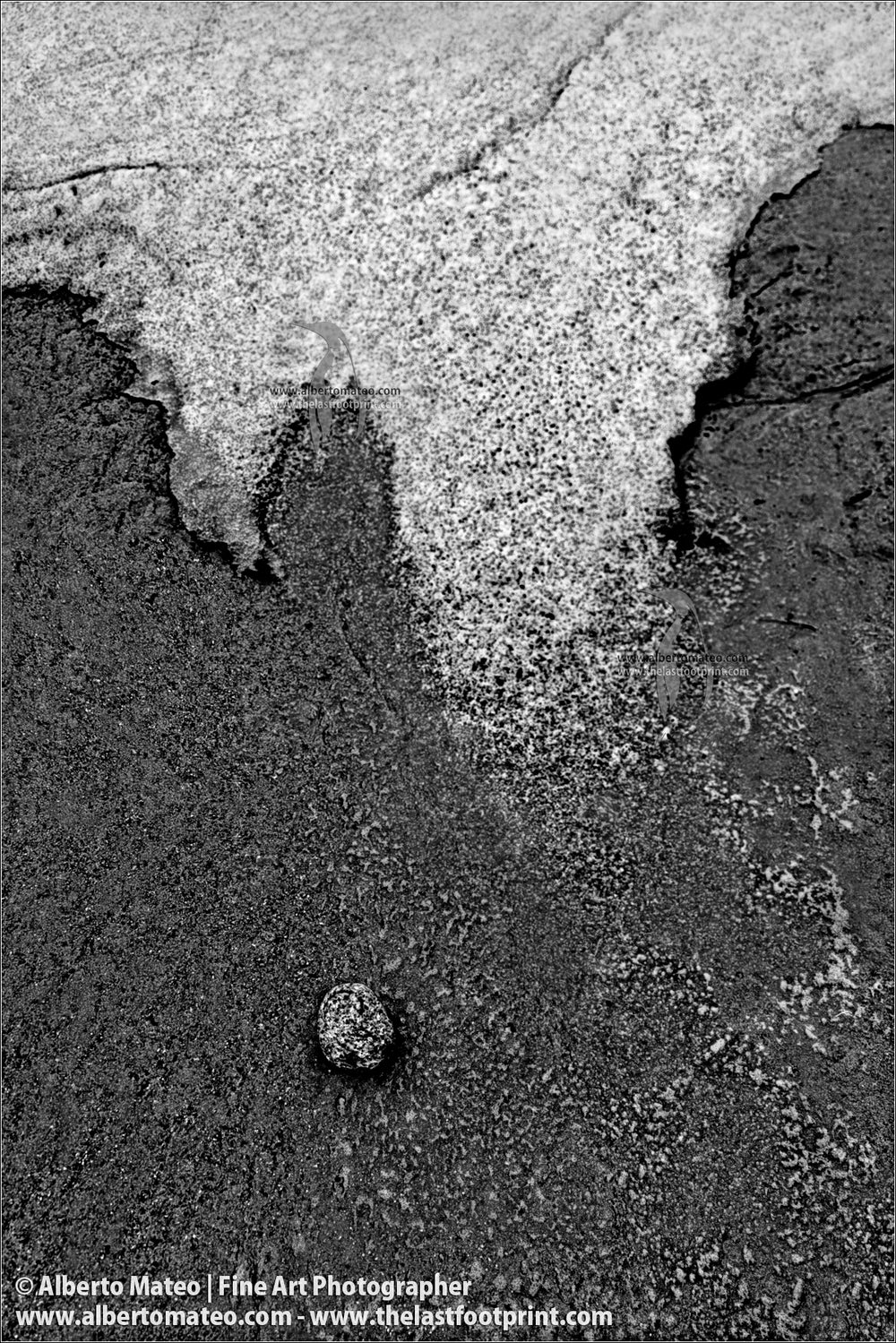 Boulder and melting snow, Baghirati Galcier. Abstract Landscape Series.