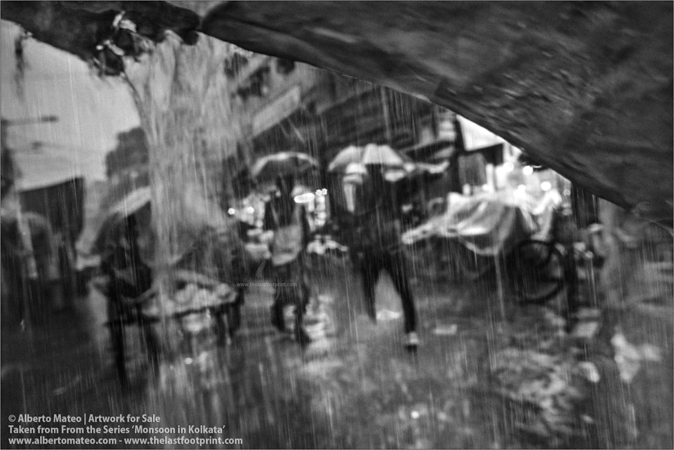 Monsoon rain, Bara Bazar, Kolkata, Bengal, India.