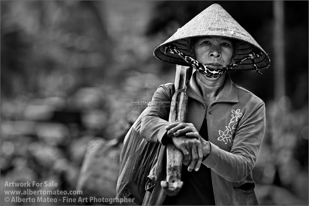 Portrait of woman, Saigon (Ho Chi Mihn City), Vietnam. | Black and White Fine Art Print.