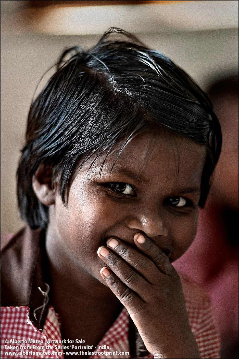 Portrait of smiling schoolgirl, Ballia, Uttar Pradesh, India. [COLOR]